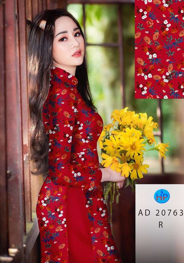 Vải Áo Dài Hoa Đều Mới Ra AD 20763 50 Vải Áo Dài Hoa Đều Mới Ra AD 20763