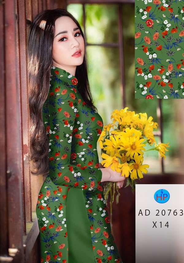 Vải Áo Dài Hoa Đều Mới Ra AD 20763 51 Vải Áo Dài Hoa Đều Mới Ra AD 20763