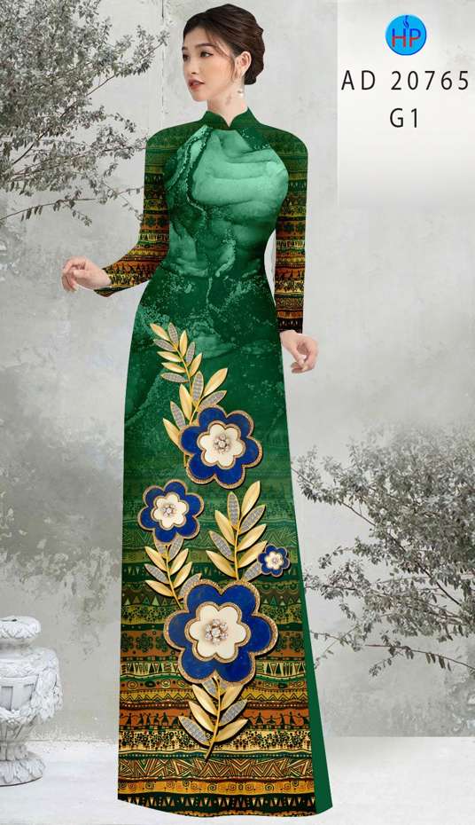 Vải Áo Dài Hoa In 3D Độc Đáo AD 20765 50 Vải Áo Dài Hoa In 3D Độc Đáo AD 20765