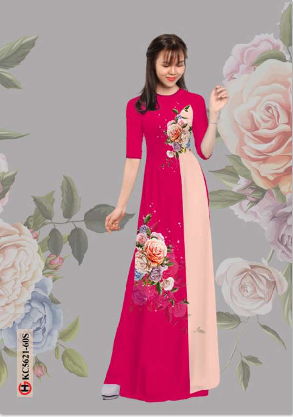 Vải Áo Dài Hoa Hồng Độc Đáo AD KC5621 40 Vải Áo Dài Hoa Hồng Độc Đáo AD KC5621