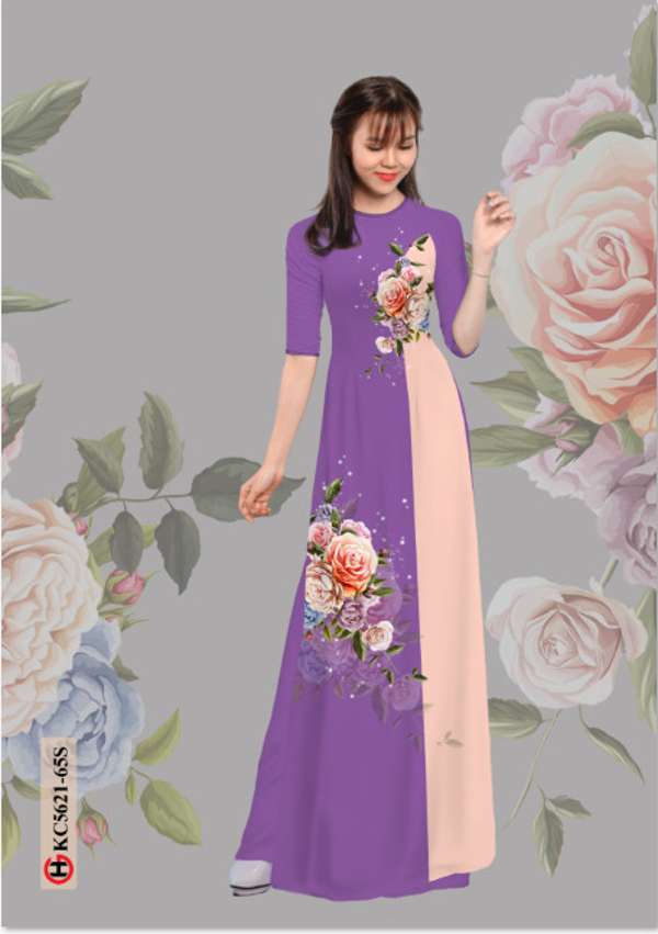 Vải Áo Dài Hoa Hồng Độc Đáo AD KC5621 44 Vải Áo Dài Hoa Hồng Độc Đáo AD KC5621