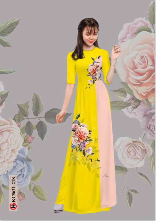 Vải Áo Dài Hoa Hồng Độc Đáo AD KC5621 48 Vải Áo Dài Hoa Hồng Độc Đáo AD KC5621