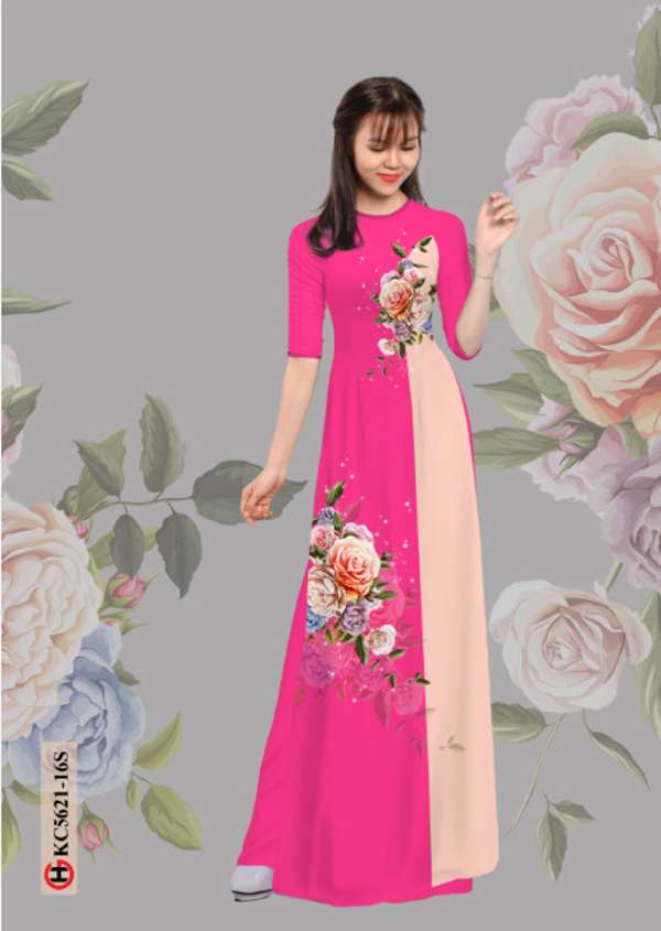 Vải Áo Dài Hoa Hồng Độc Đáo AD KC5621 47 Vải Áo Dài Hoa Hồng Độc Đáo AD KC5621