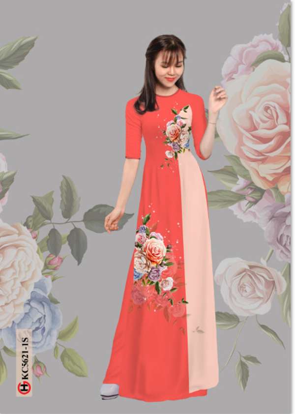 Vải Áo Dài Hoa Hồng Độc Đáo AD KC5621 45 Vải Áo Dài Hoa Hồng Độc Đáo AD KC5621