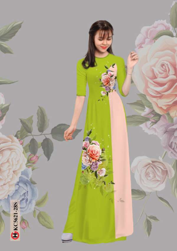 Vải Áo Dài Hoa Hồng Độc Đáo AD KC5621 50 Vải Áo Dài Hoa Hồng Độc Đáo AD KC5621