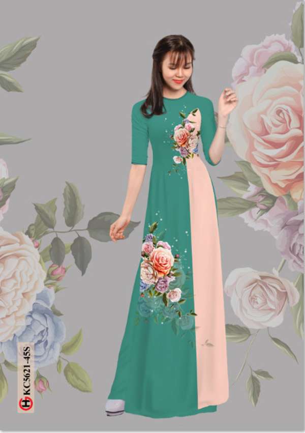 Vải Áo Dài Hoa Hồng Độc Đáo AD KC5621 52 Vải Áo Dài Hoa Hồng Độc Đáo AD KC5621