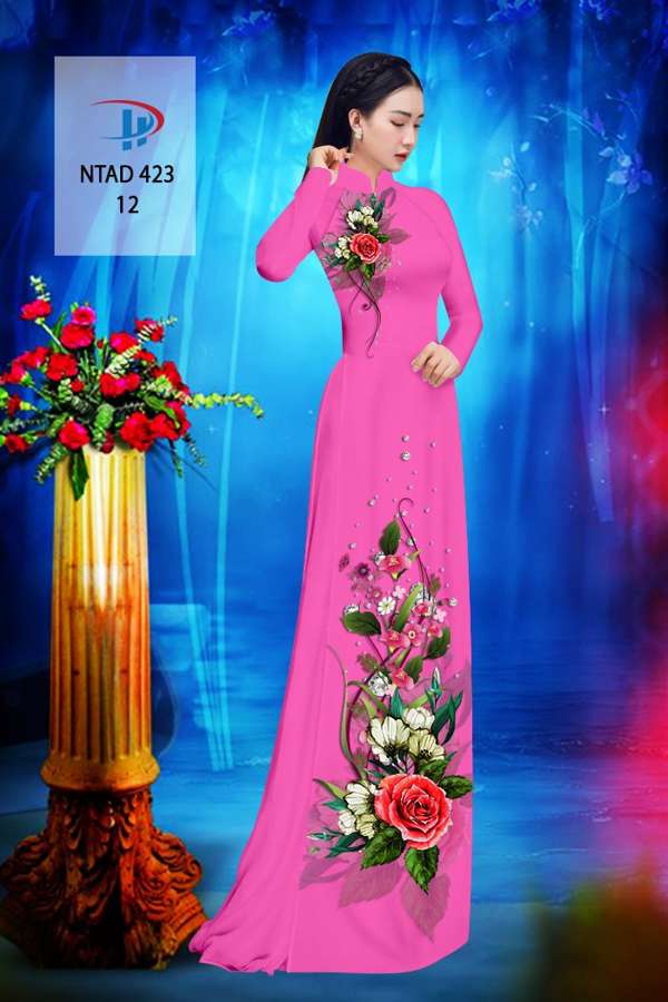 Vải Áo Dài Hoa Hồng Thiết Kế 2021 AD NTAD423 52 Vải Áo Dài Hoa Hồng Thiết Kế 2021 AD NTAD423