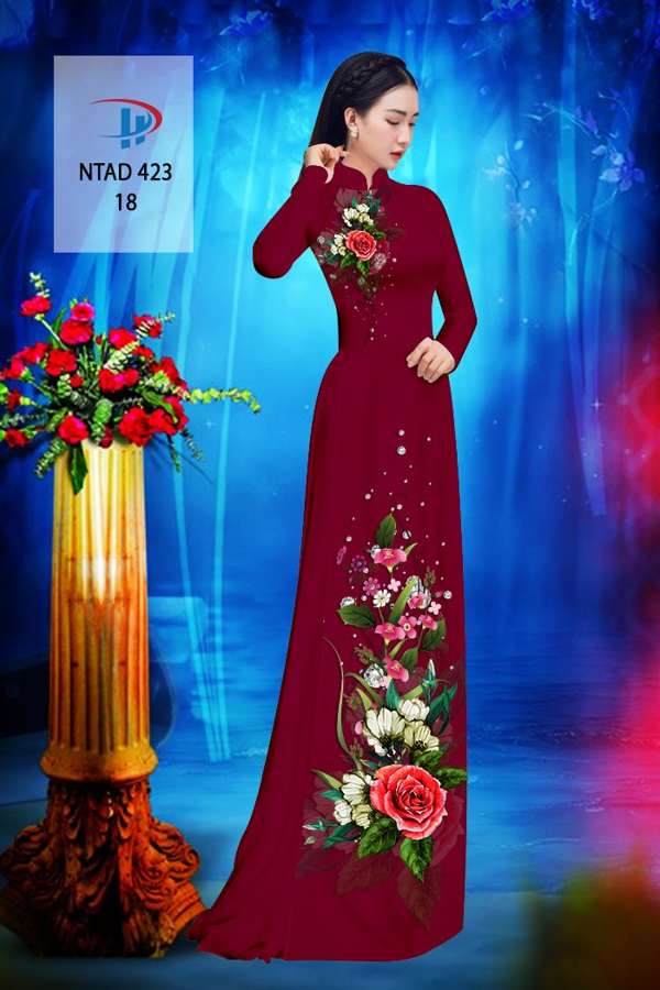 Vải Áo Dài Hoa Hồng Thiết Kế 2021 AD NTAD423 58 Vải Áo Dài Hoa Hồng Thiết Kế 2021 AD NTAD423
