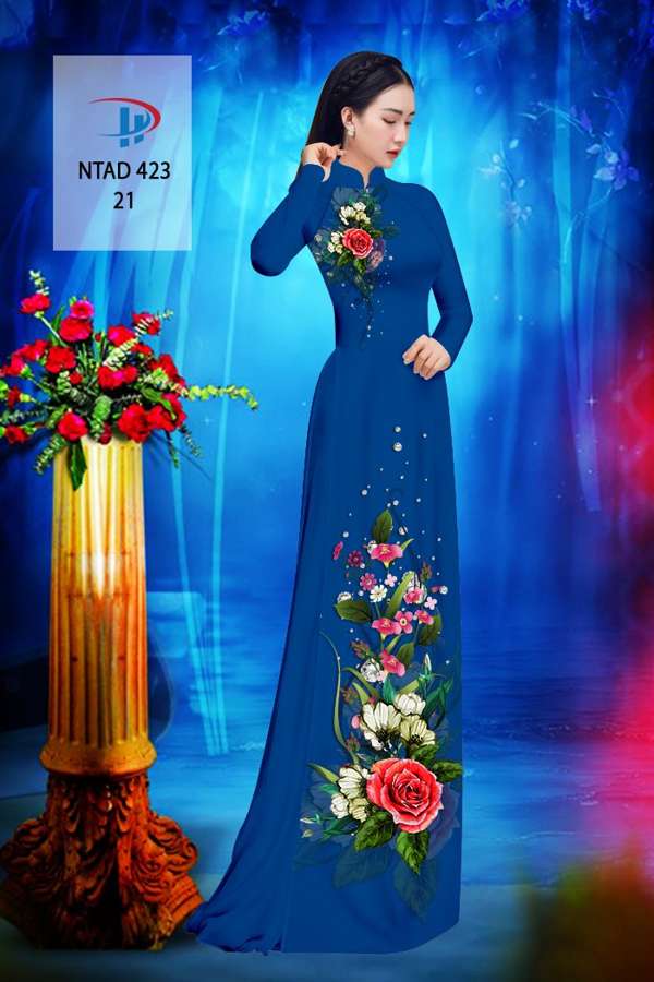 Vải Áo Dài Hoa Hồng Thiết Kế 2021 AD NTAD423 62 Vải Áo Dài Hoa Hồng Thiết Kế 2021 AD NTAD423