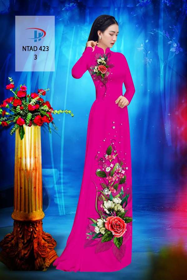 Vải Áo Dài Hoa Hồng Thiết Kế 2021 AD NTAD423 61 Vải Áo Dài Hoa Hồng Thiết Kế 2021 AD NTAD423