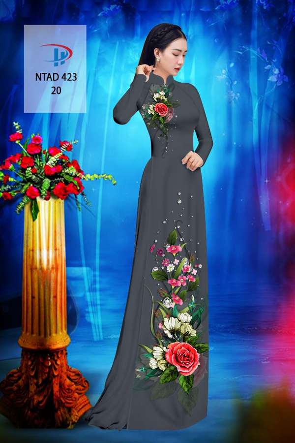 Vải Áo Dài Hoa Hồng Thiết Kế 2021 AD NTAD423 60 Vải Áo Dài Hoa Hồng Thiết Kế 2021 AD NTAD423