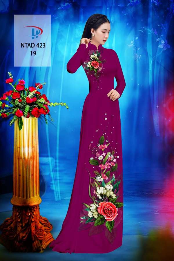 Vải Áo Dài Hoa Hồng Thiết Kế 2021 AD NTAD423 59 Vải Áo Dài Hoa Hồng Thiết Kế 2021 AD NTAD423