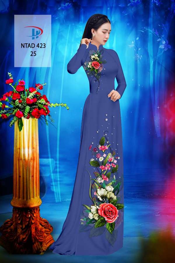 Vải Áo Dài Hoa Hồng Thiết Kế 2021 AD NTAD423 66 Vải Áo Dài Hoa Hồng Thiết Kế 2021 AD NTAD423