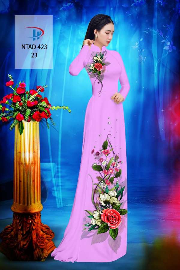Vải Áo Dài Hoa Hồng Thiết Kế 2021 AD NTAD423 64 Vải Áo Dài Hoa Hồng Thiết Kế 2021 AD NTAD423