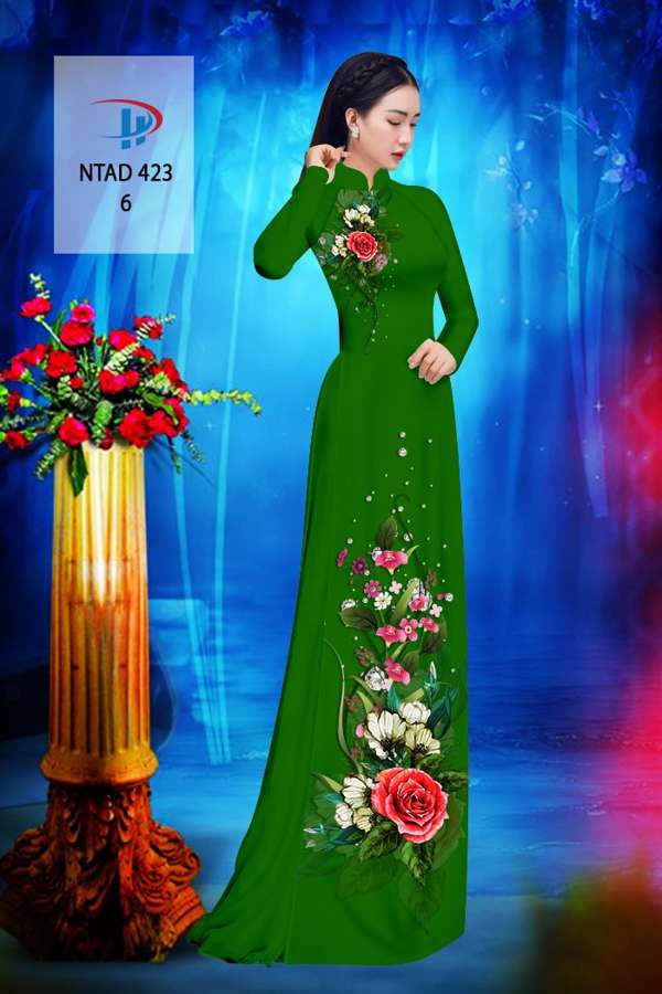 Vải Áo Dài Hoa Hồng Thiết Kế 2021 AD NTAD423 70 Vải Áo Dài Hoa Hồng Thiết Kế 2021 AD NTAD423