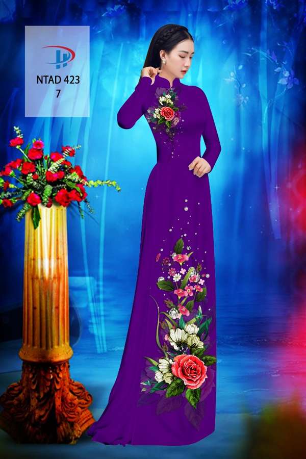 Vải Áo Dài Hoa Hồng Thiết Kế 2021 AD NTAD423 71 Vải Áo Dài Hoa Hồng Thiết Kế 2021 AD NTAD423