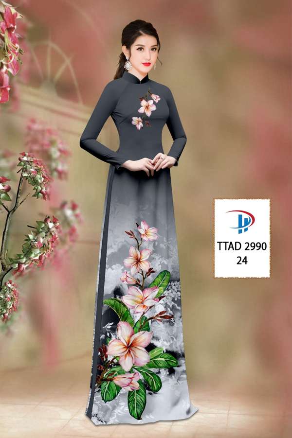Vải Áo Dài Hoa Sứ Độc Đáo AD TTAD2990