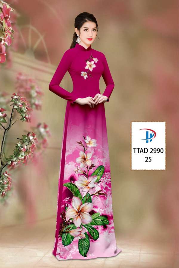 Vải Áo Dài Hoa Sứ Độc Đáo AD TTAD2990