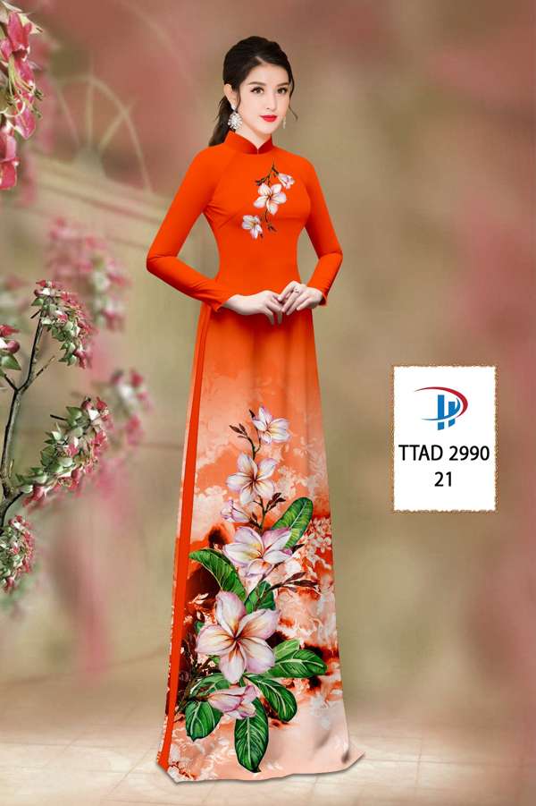 Vải Áo Dài Hoa Sứ Độc Đáo AD TTAD2990