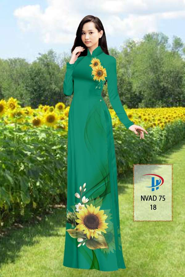 Vải Áo Dài Hoa Hướng Dương Thiết Kế 2021 AD NVAD75