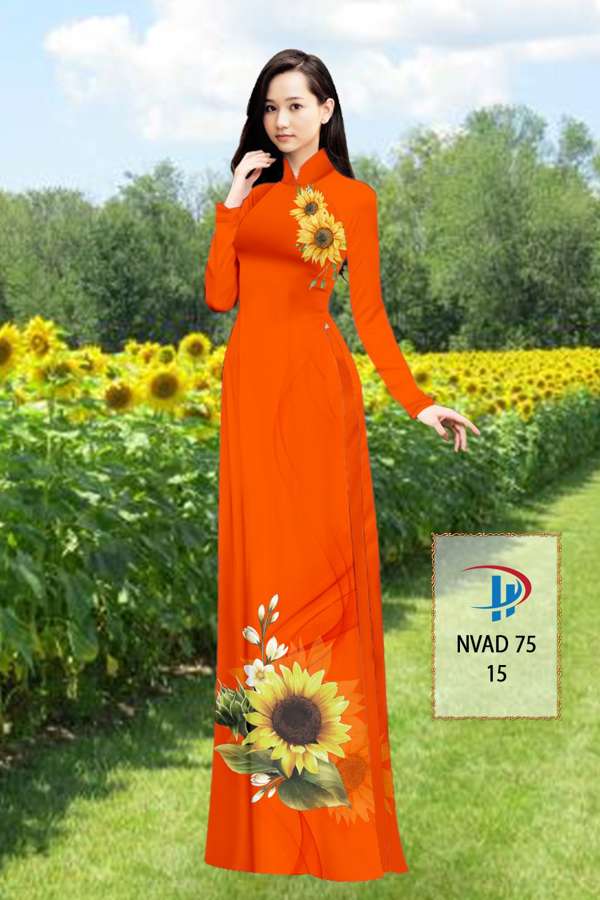 Vải Áo Dài Hoa Hướng Dương Thiết Kế 2021 AD NVAD75