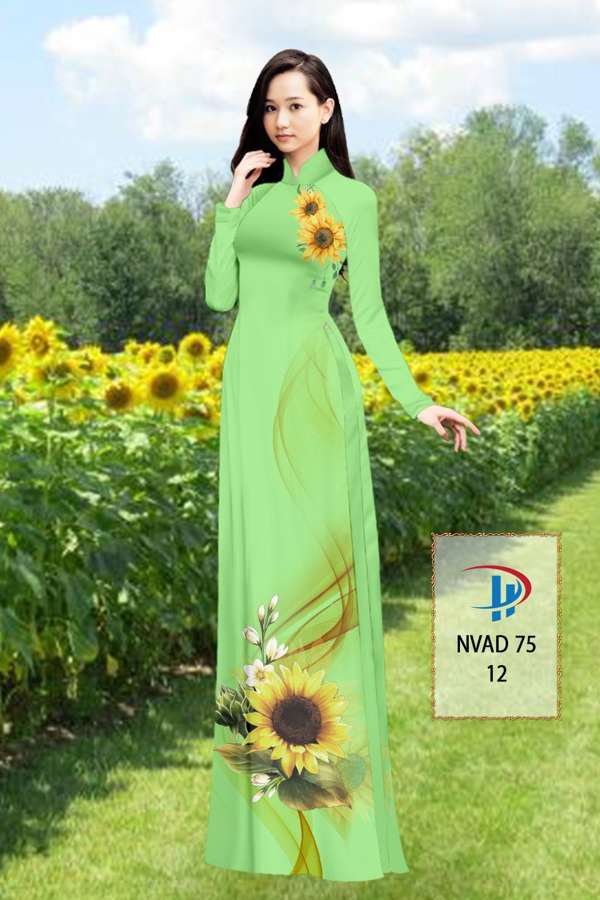 Vải Áo Dài Hoa Hướng Dương Thiết Kế 2021 AD NVAD75