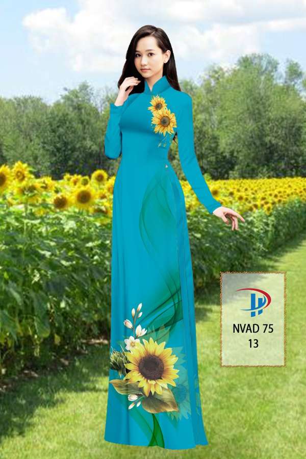 Vải Áo Dài Hoa Hướng Dương Thiết Kế 2021 AD NVAD75