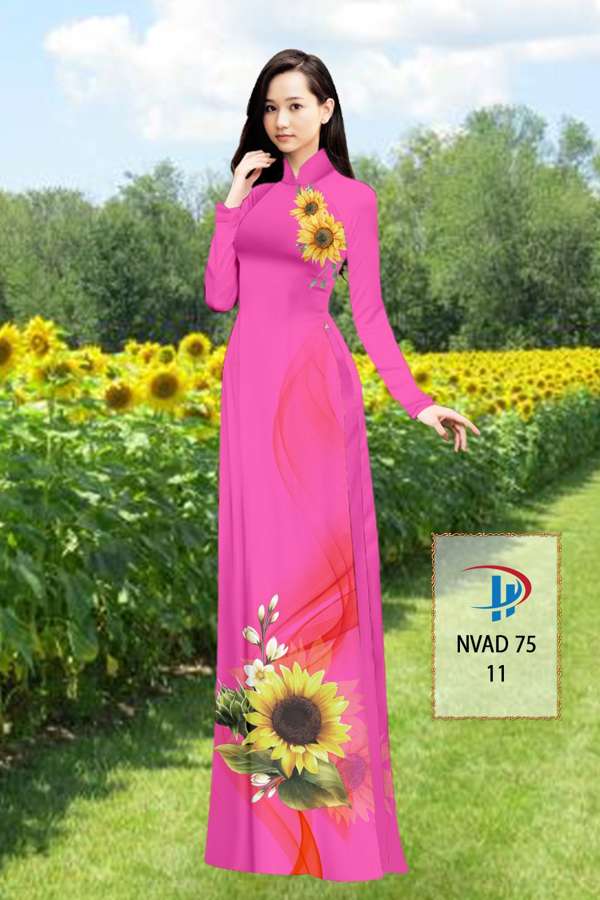Vải Áo Dài Hoa Hướng Dương Thiết Kế 2021 AD NVAD75