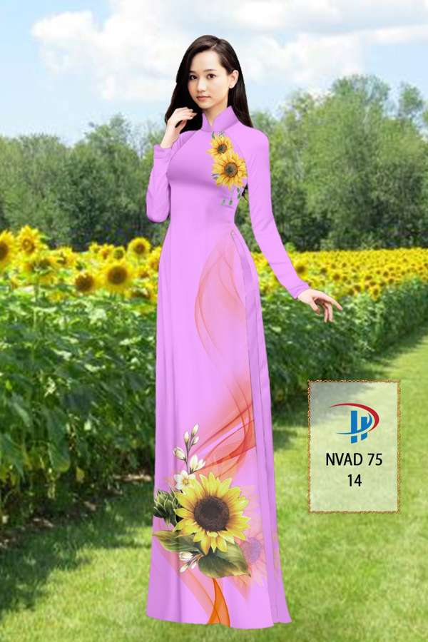 Vải Áo Dài Hoa Hướng Dương Thiết Kế 2021 AD NVAD75