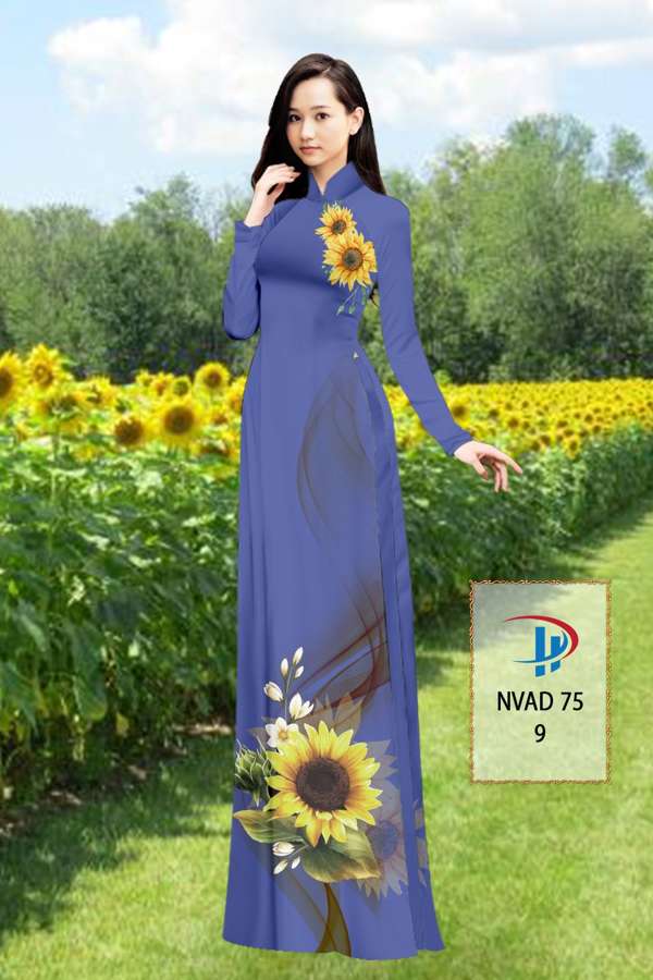 Vải Áo Dài Hoa Hướng Dương Thiết Kế 2021 AD NVAD75