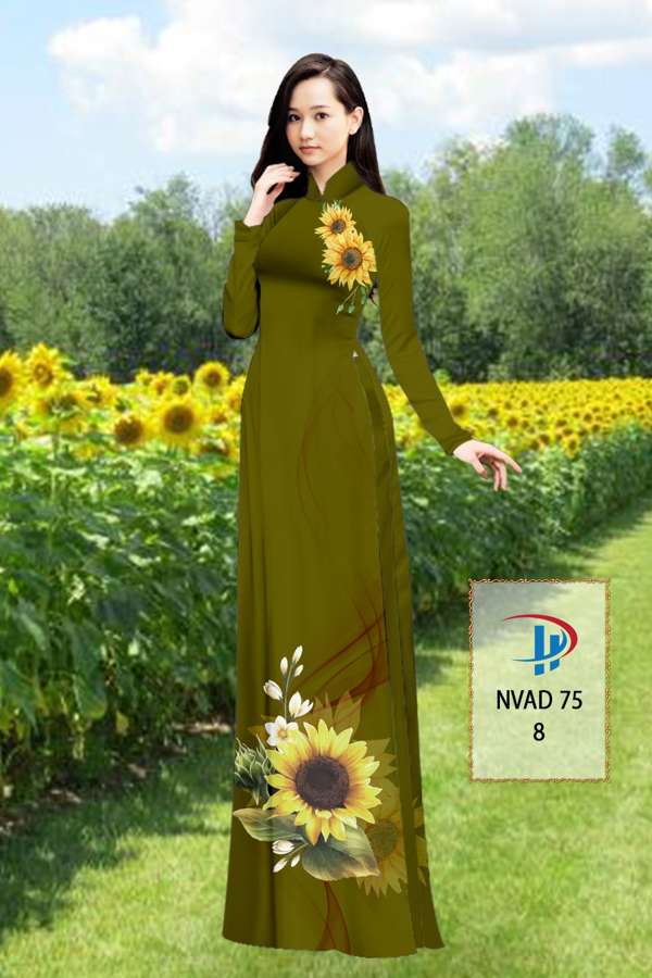Vải Áo Dài Hoa Hướng Dương Thiết Kế 2021 AD NVAD75