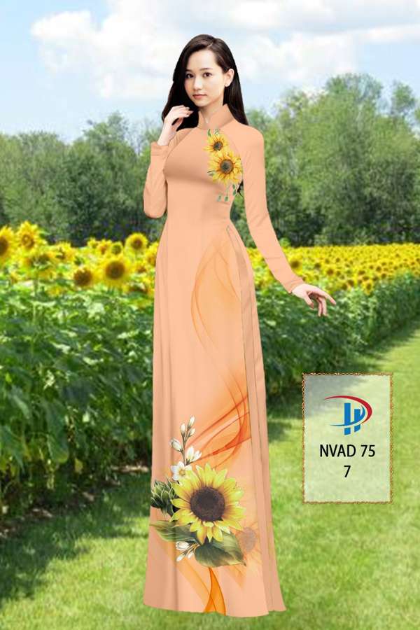 Vải Áo Dài Hoa Hướng Dương Thiết Kế 2021 AD NVAD75