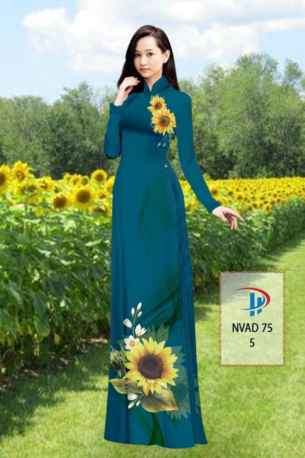 Vải Áo Dài Hoa Hướng Dương Thiết Kế 2021 AD NVAD75