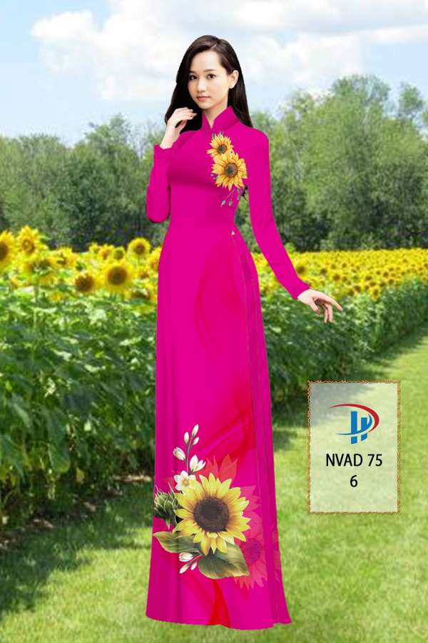 Vải Áo Dài Hoa Hướng Dương Thiết Kế 2021 AD NVAD75