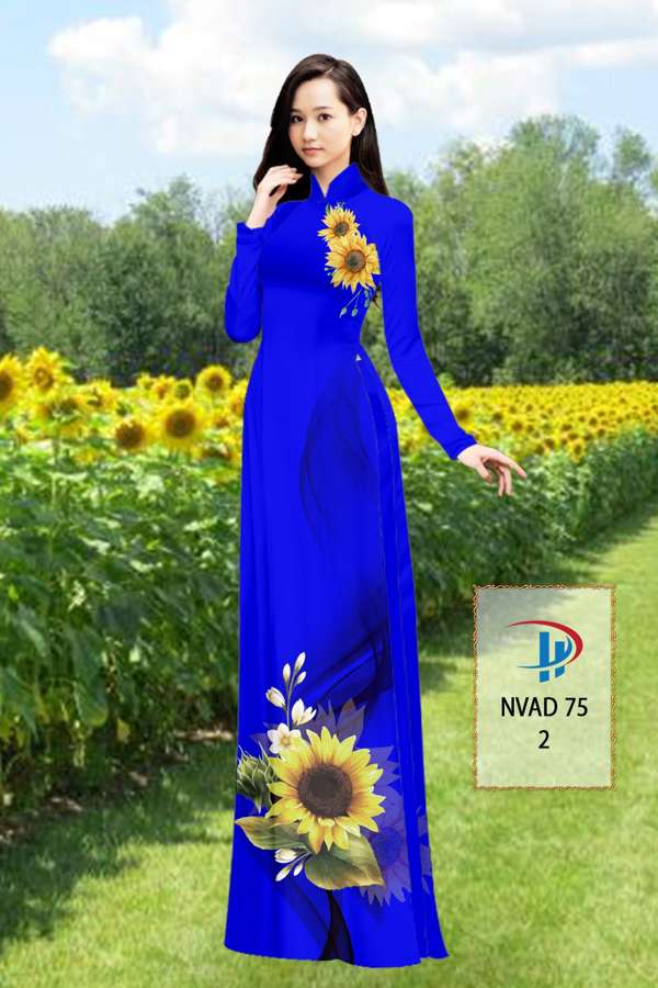 Vải Áo Dài Hoa Hướng Dương Thiết Kế 2021 AD NVAD75