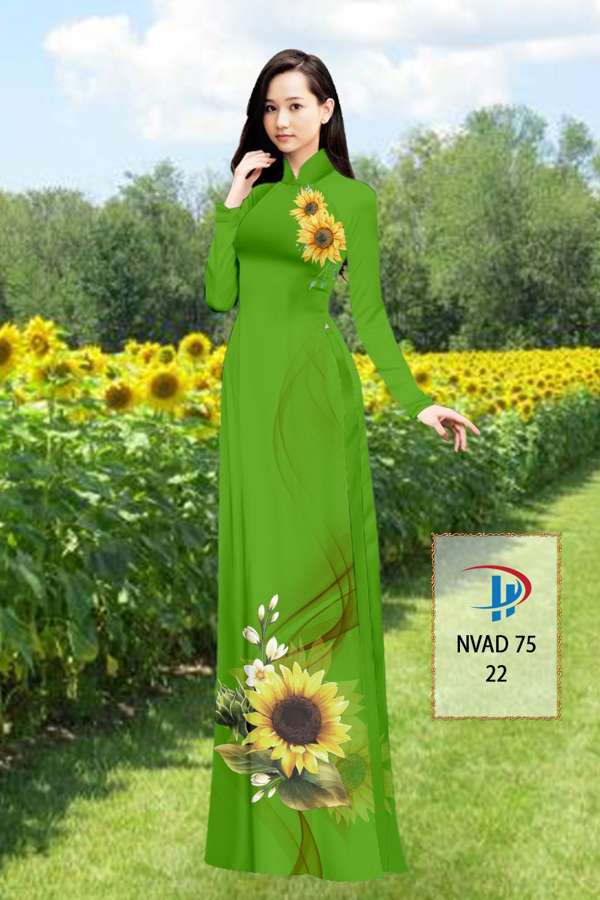 Vải Áo Dài Hoa Hướng Dương Thiết Kế 2021 AD NVAD75