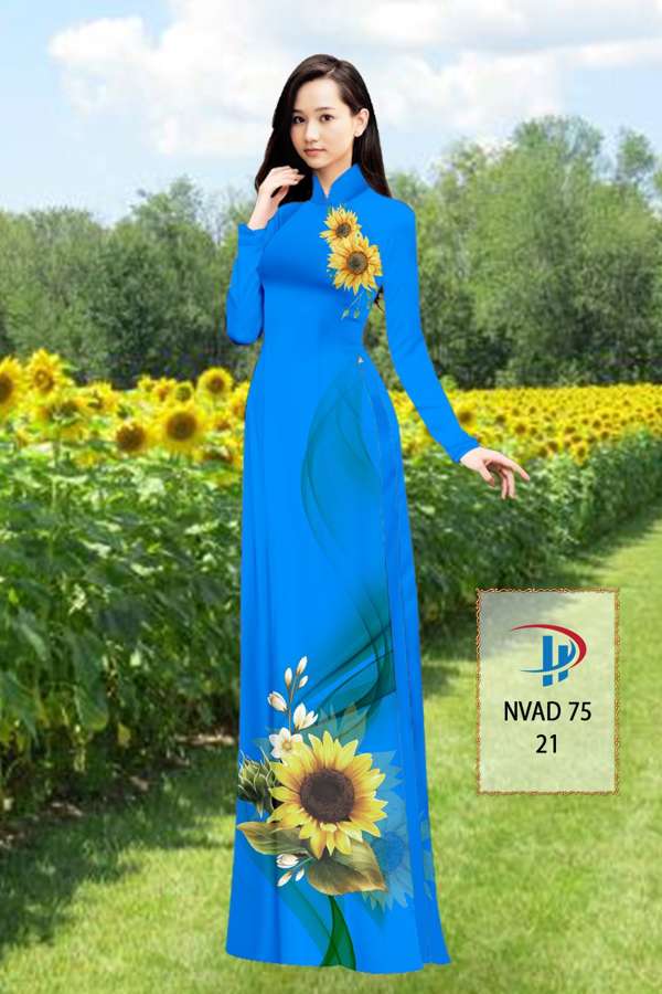 Vải Áo Dài Hoa Hướng Dương Thiết Kế 2021 AD NVAD75