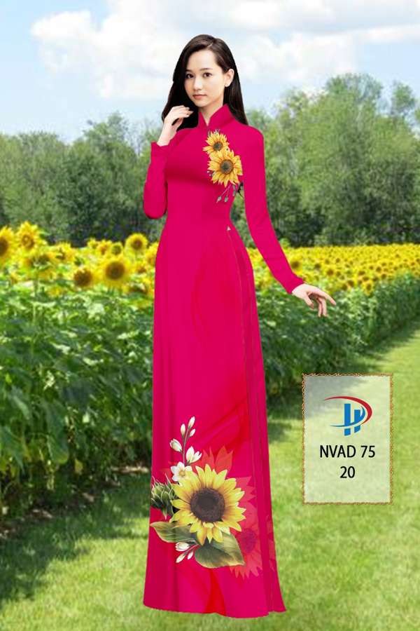 Vải Áo Dài Hoa Hướng Dương Thiết Kế 2021 AD NVAD75