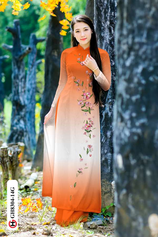 Vải Áo Dài Hoa Dọc Thân Độc Đáo AD GH8304 33 Vải Áo Dài Hoa Dọc Thân Độc Đáo AD GH8304