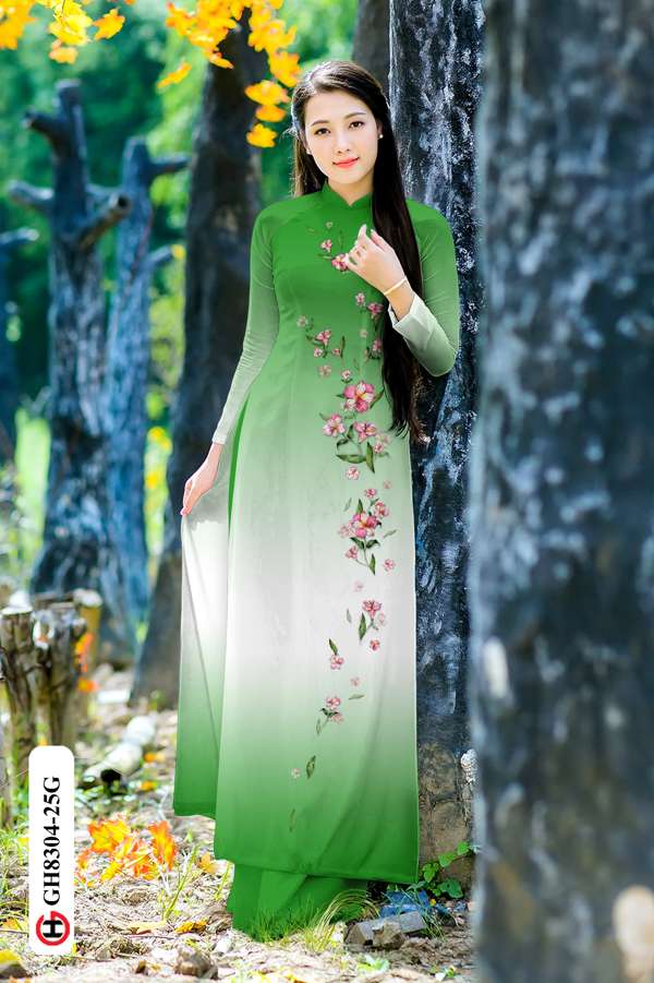 Vải Áo Dài Hoa Dọc Thân Độc Đáo AD GH8304 32 Vải Áo Dài Hoa Dọc Thân Độc Đáo AD GH8304