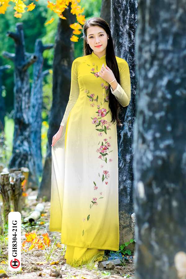 Vải Áo Dài Hoa Dọc Thân Độc Đáo AD GH8304 35 Vải Áo Dài Hoa Dọc Thân Độc Đáo AD GH8304