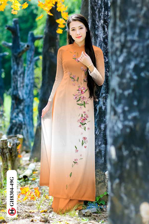 Vải Áo Dài Hoa Dọc Thân Độc Đáo AD GH8304 38 Vải Áo Dài Hoa Dọc Thân Độc Đáo AD GH8304