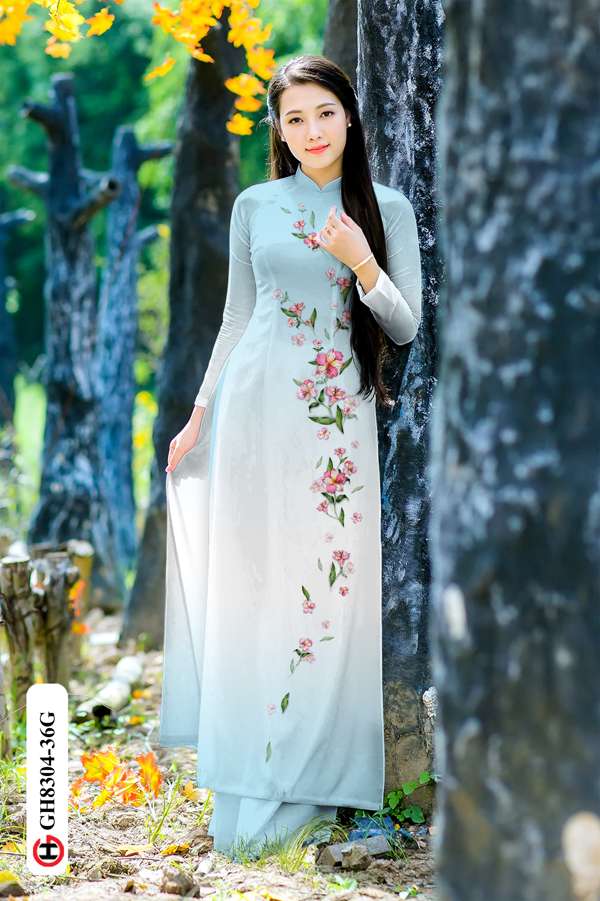 Vải Áo Dài Hoa Dọc Thân Độc Đáo AD GH8304 41 Vải Áo Dài Hoa Dọc Thân Độc Đáo AD GH8304