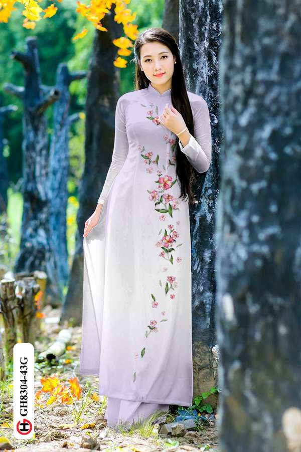 Vải Áo Dài Hoa Dọc Thân Độc Đáo AD GH8304 40 Vải Áo Dài Hoa Dọc Thân Độc Đáo AD GH8304