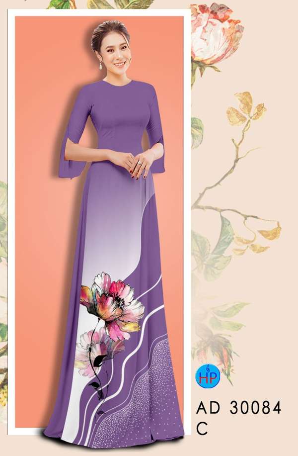 Vải Áo Dài Hoa In 3D Độc Đáo AD 30084 45 Vải Áo Dài Hoa In 3D Độc Đáo AD 30084