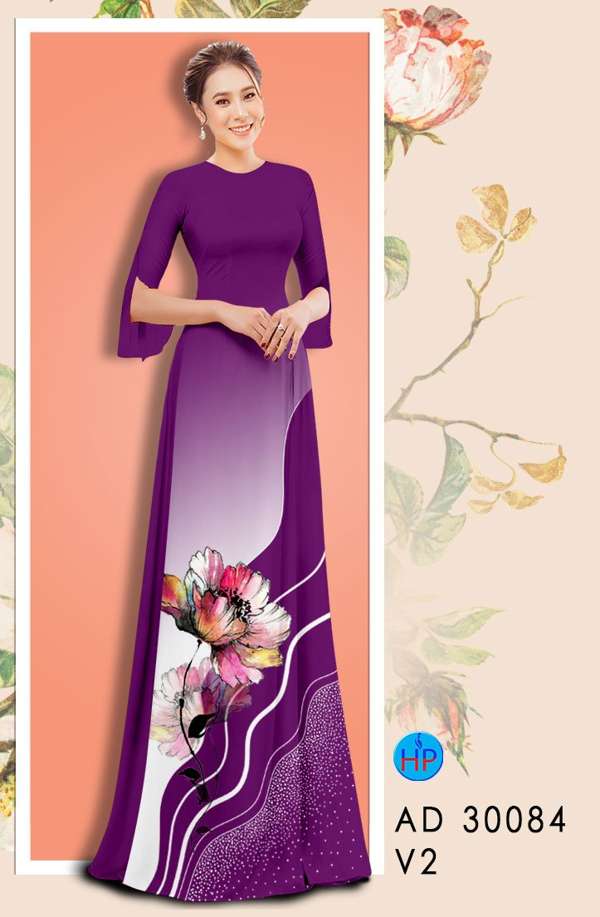 Vải Áo Dài Hoa In 3D Độc Đáo AD 30084 50 Vải Áo Dài Hoa In 3D Độc Đáo AD 30084