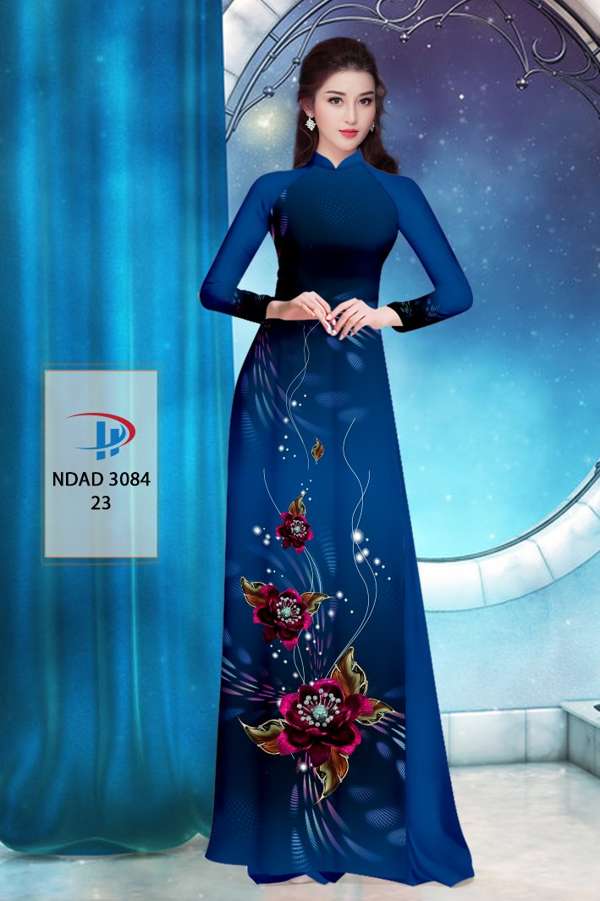 Vải Áo Dài Hoa In 3D Kiểu Mới AD NDAD3084 64 Vải Áo Dài Hoa In 3D Kiểu Mới AD NDAD3084