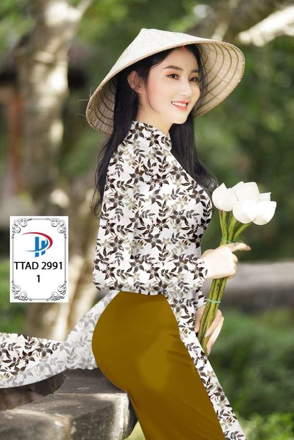 Vải Áo Dài Hoa Đều Độc Đáo AD TTAD2991 60 Vải Áo Dài Hoa Đều Độc Đáo AD TTAD2991