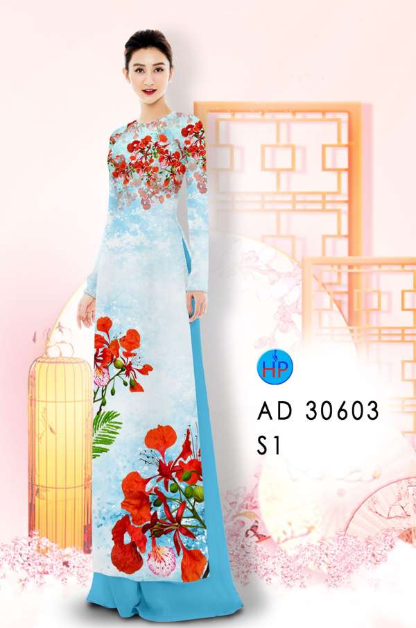 Vải Áo Dài Hoa Phượng Kiểu Mới AD 30603 38 Vải Áo Dài Hoa Phượng Kiểu Mới AD 30603
