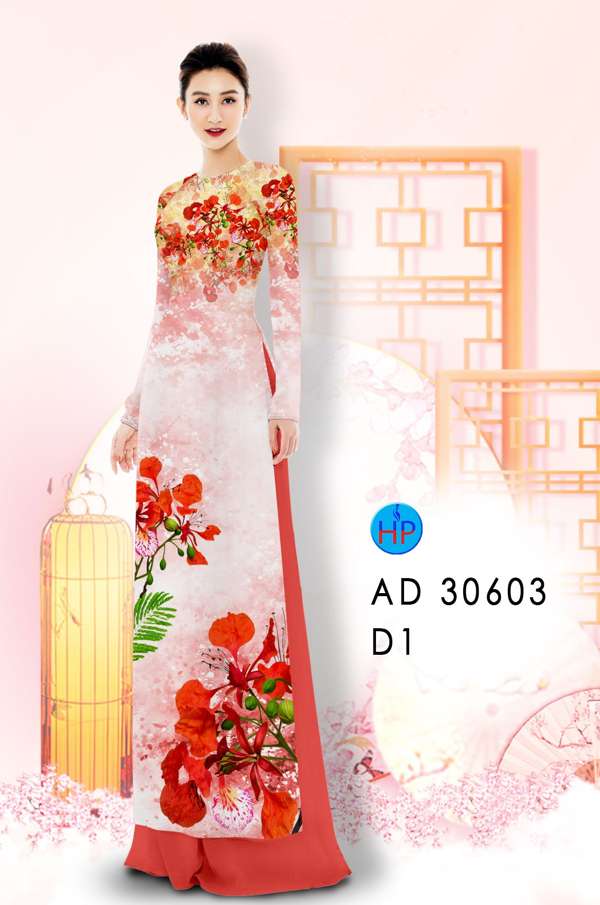 Vải Áo Dài Hoa Phượng Kiểu Mới AD 30603 41 Vải Áo Dài Hoa Phượng Kiểu Mới AD 30603
